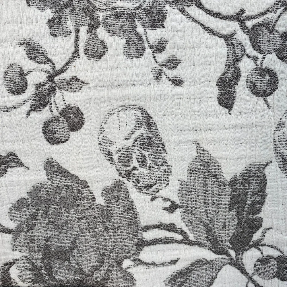 Indigo Home Throw Blanket 50x60 Spooky Skull Floral Toile Grey White Halloween
